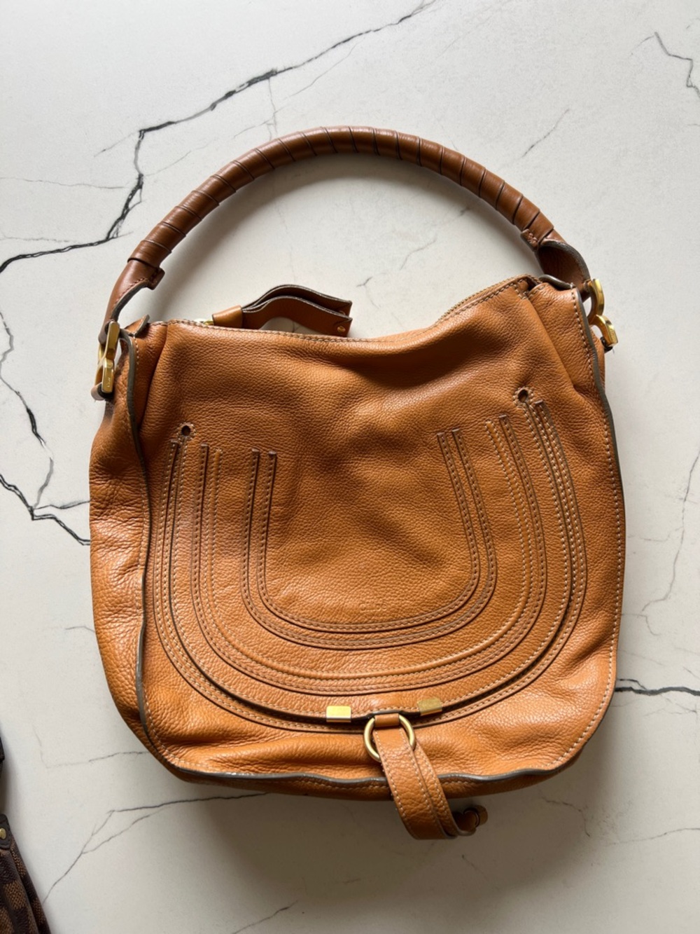 Chloe Tan Marcie Leather Hobo Shoulder Bag
